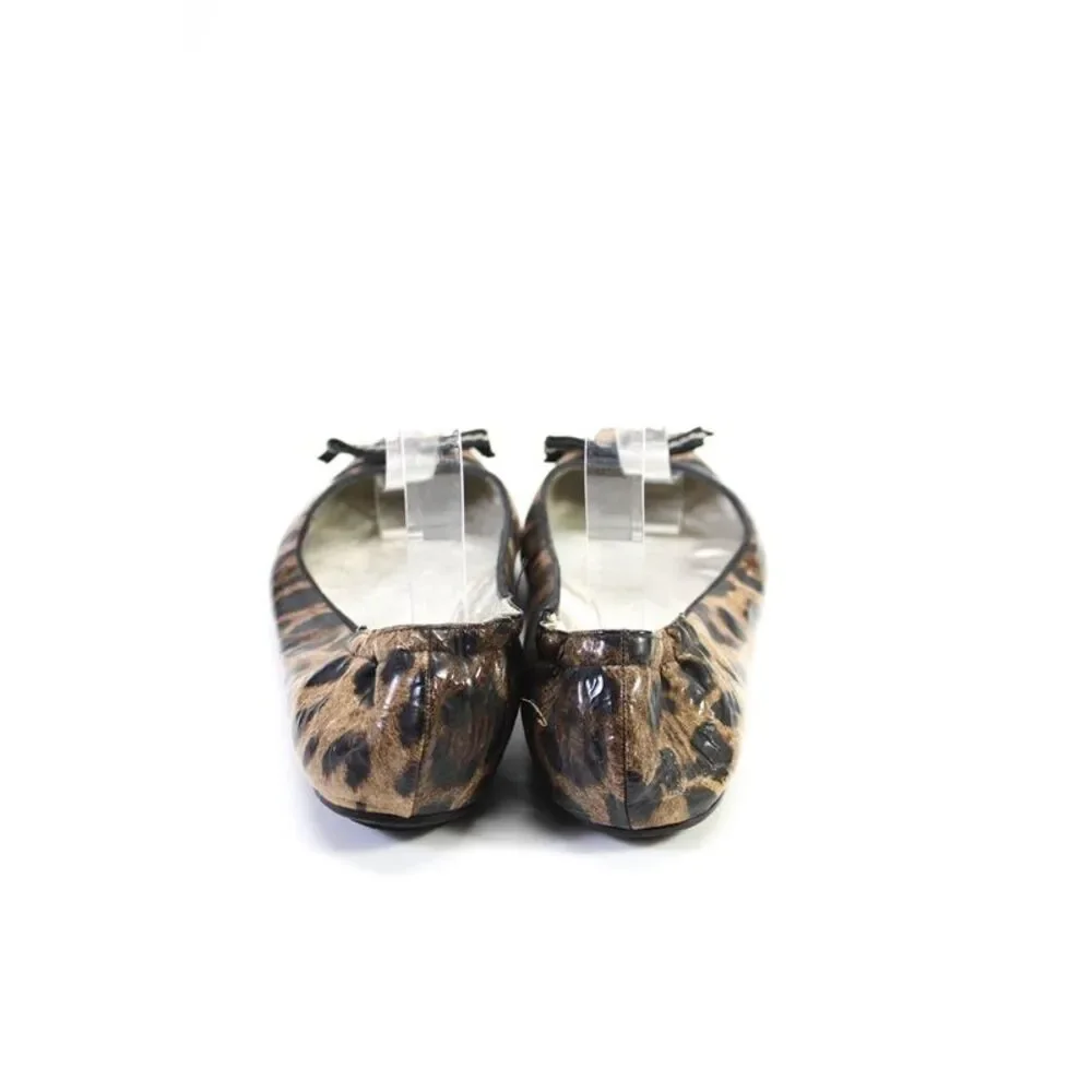 Dolce & Gabbana Womens Faux Leather Leopard Print Ballet Flats Brown 37.5 7.5_3